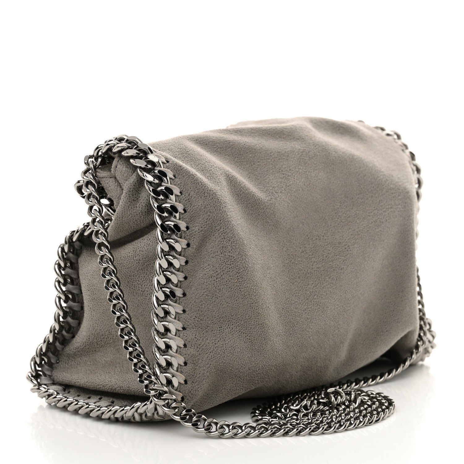 Stella McCartney Shaggy Deer Mini Falabella Fold Over Tote Light Grey 3 of 11
