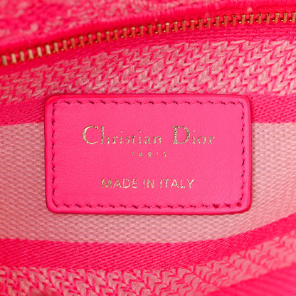 Christian Dior Canvas Toile De Jouy Reverse Embroidered Medium Lady D-Lite Fluorescent Pink 6 of 10