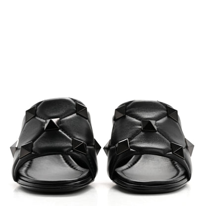 Valentino Garavani Nappa Quilted Monochrome Roman Stud 65mm Slide Sandals 36 Black 2 of 9
