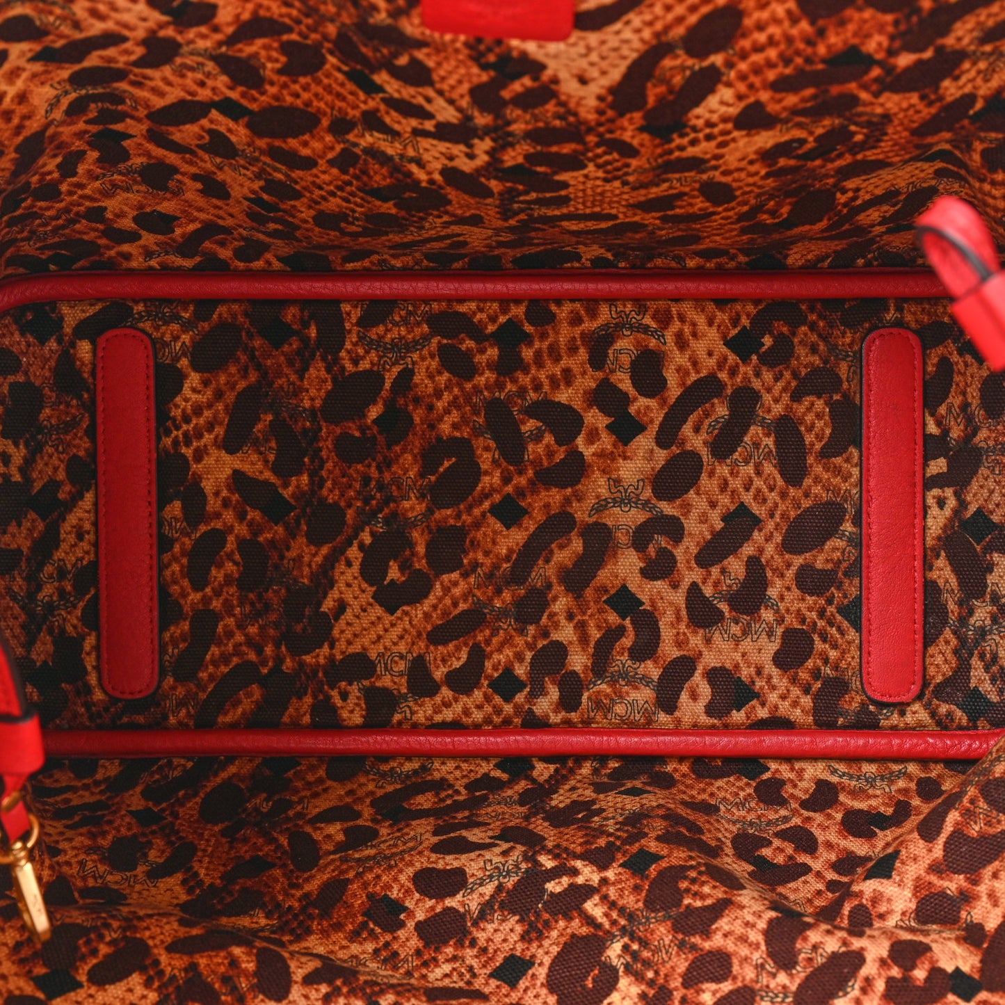 Visetos Medium Reversible Shopper Project Tote Red Jaguar Brown