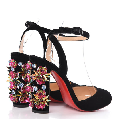 Christian Louboutin Velvet Madonaflor 100 Ankle Strap Pumps 37 Black 4 of 9