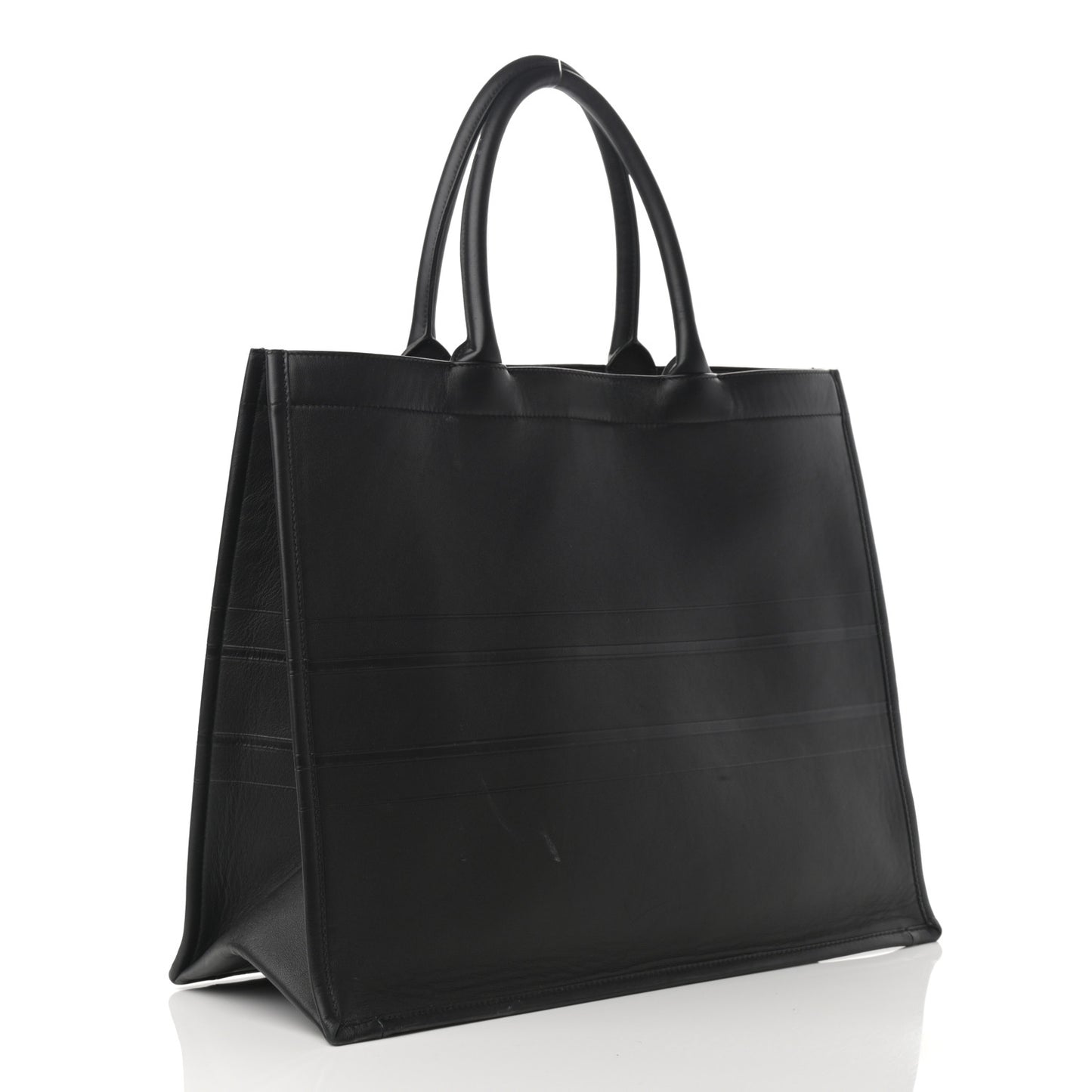 Calfskin Embossed Book Tote Black