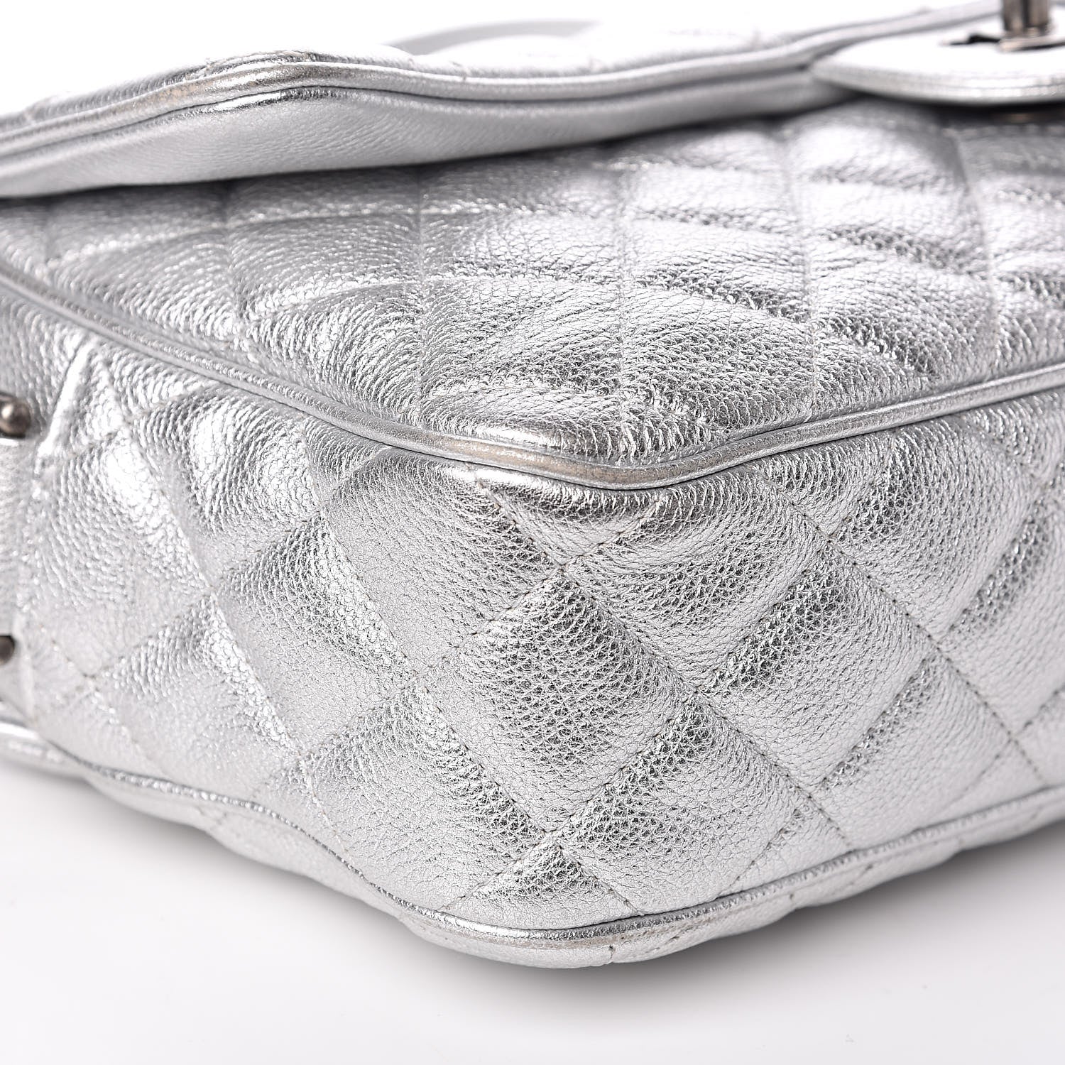 Chanel Metallic Calfskin Quilted Medium Casual Rock Flap Silver 8 of 11