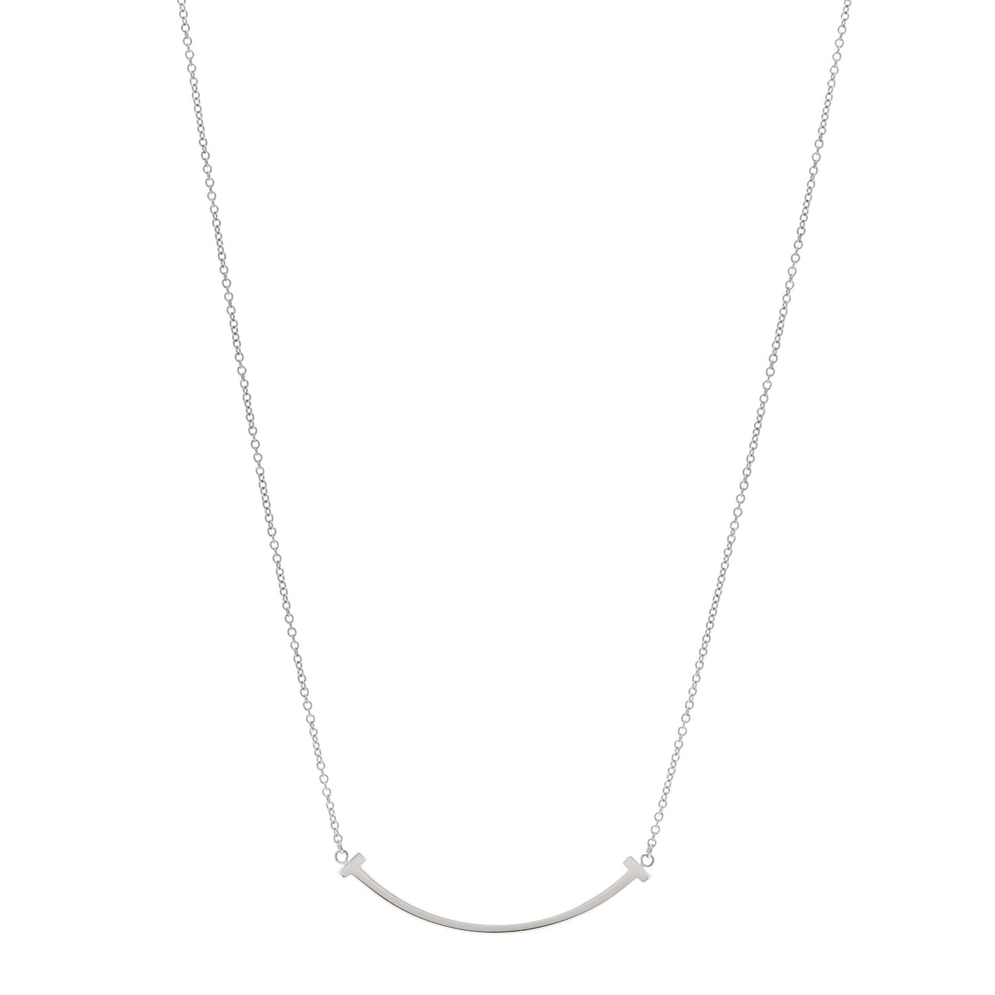 18K White Gold Small T Smile Pendant Necklace