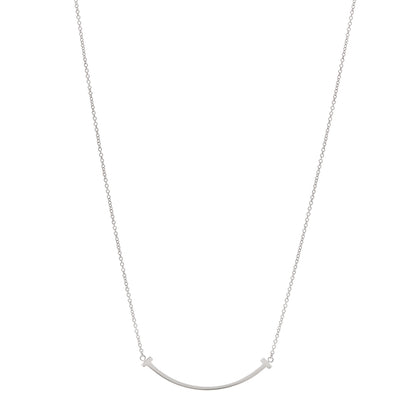 Tiffany 18K White Gold Small T Smile Pendant Necklace 1 of 5
