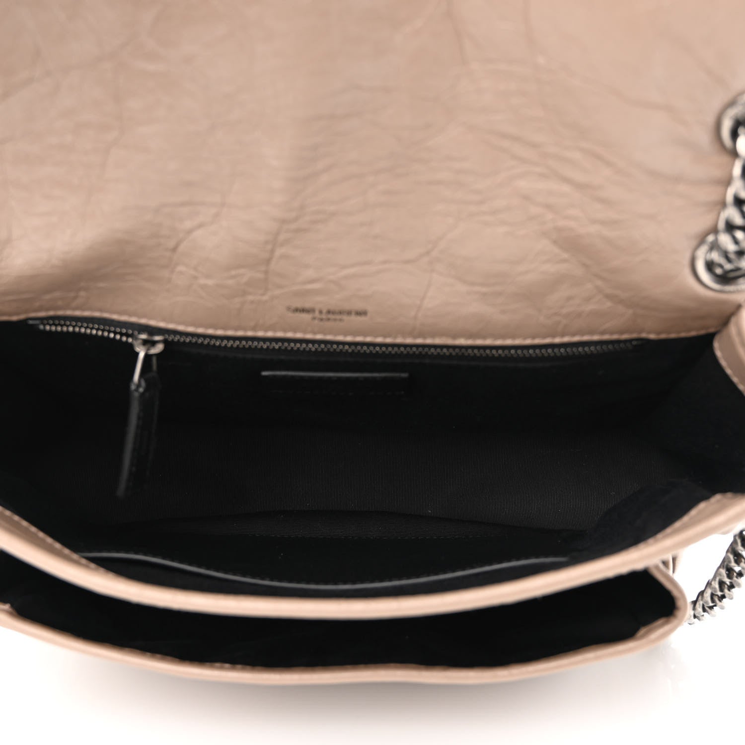 Saint Laurent Crinkled Calfskin Matelasse Monogram Medium Niki Chain Satchel Gold Sand 5 of 9