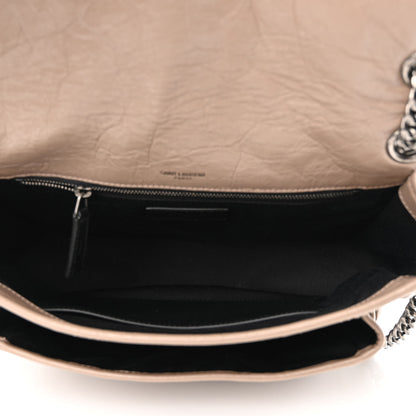 Saint Laurent Crinkled Calfskin Matelasse Monogram Medium Niki Chain Satchel Gold Sand 5 of 9