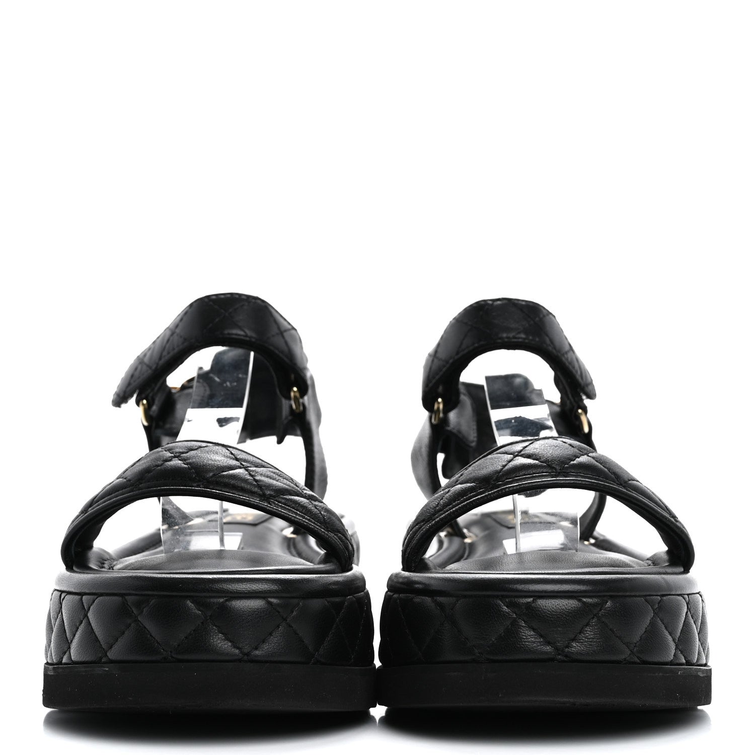 Chanel Lambskin Quilted Platform Sandals 37 Black 3 of 14