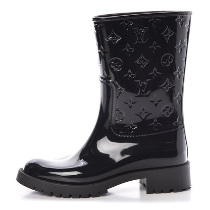 Louis Vuitton Rubber Embossed Monogram Drops Flat Half Boots 39 Black 1 of 11