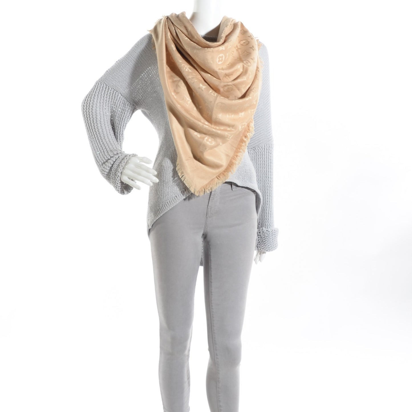 Wool Silk Monogram Shawl Dune