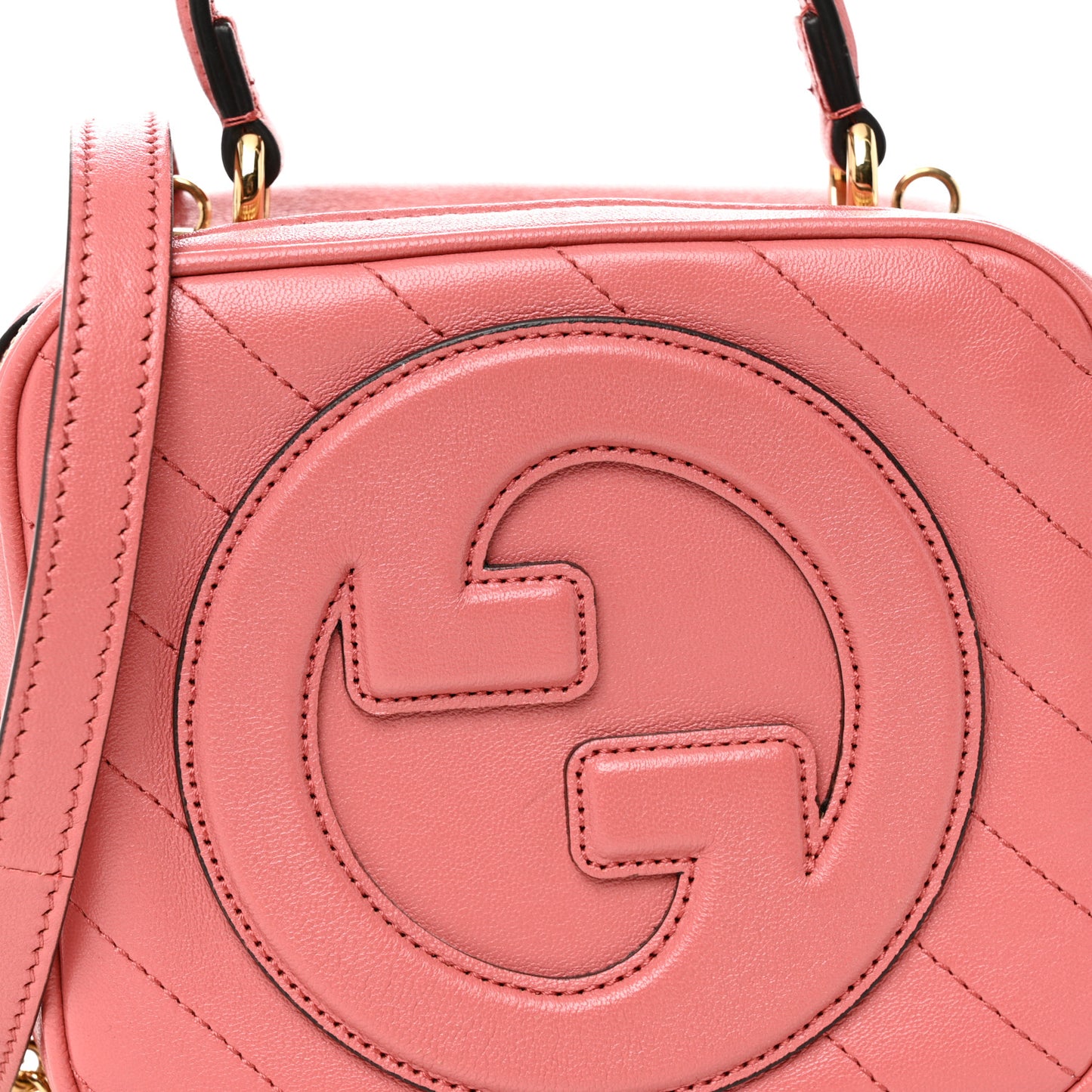 Sakai Be Green Calfskin Diagonal Stitched Small Blondie Shoulder Bag Pink