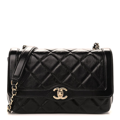 Chanel Crumpled Glazed Lambskin Quilted Small Flap Black 1 of 8