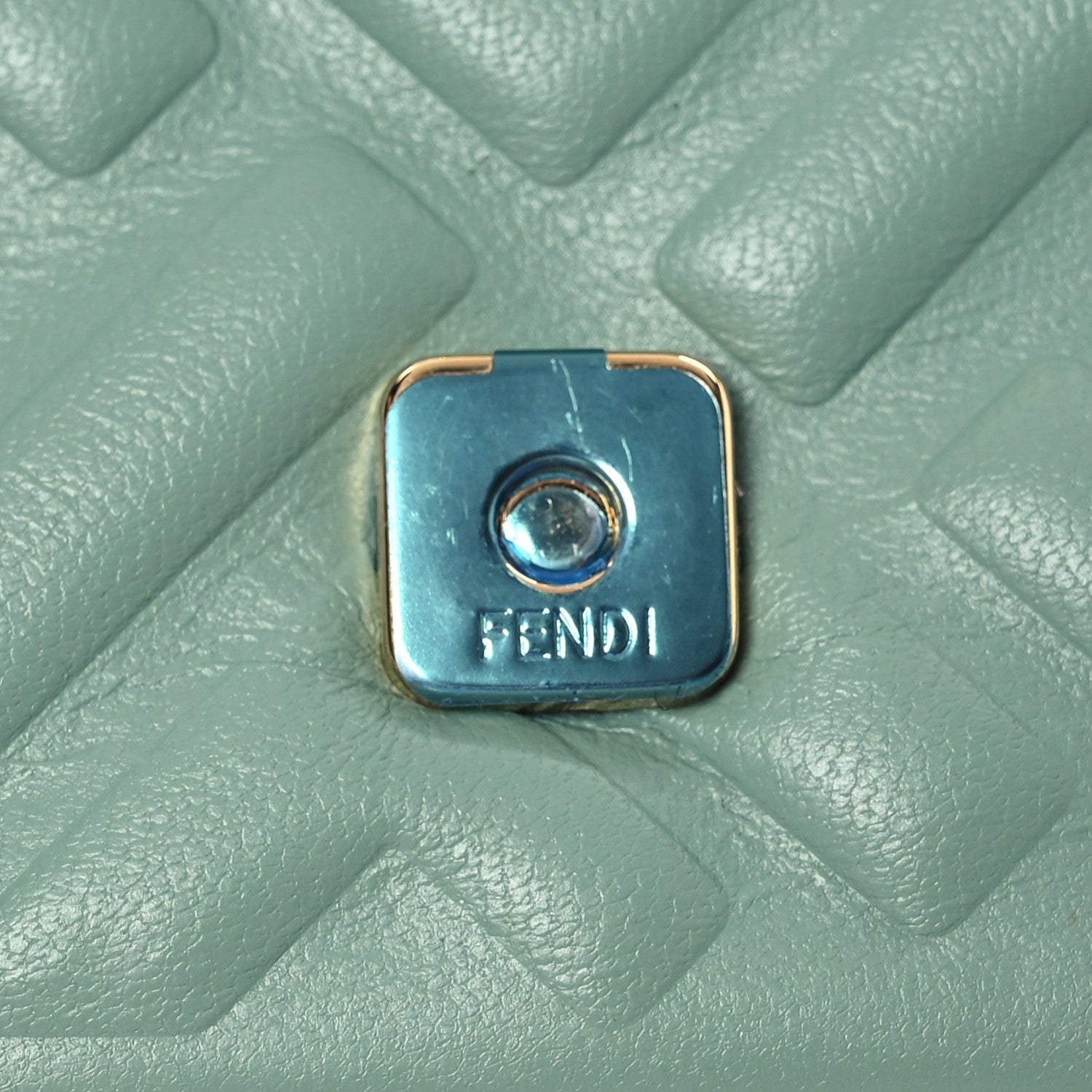 Fendi Nappa Matisse FF Embossed Nano Maxi Buckle Baguette Charm Menta 10 of 11