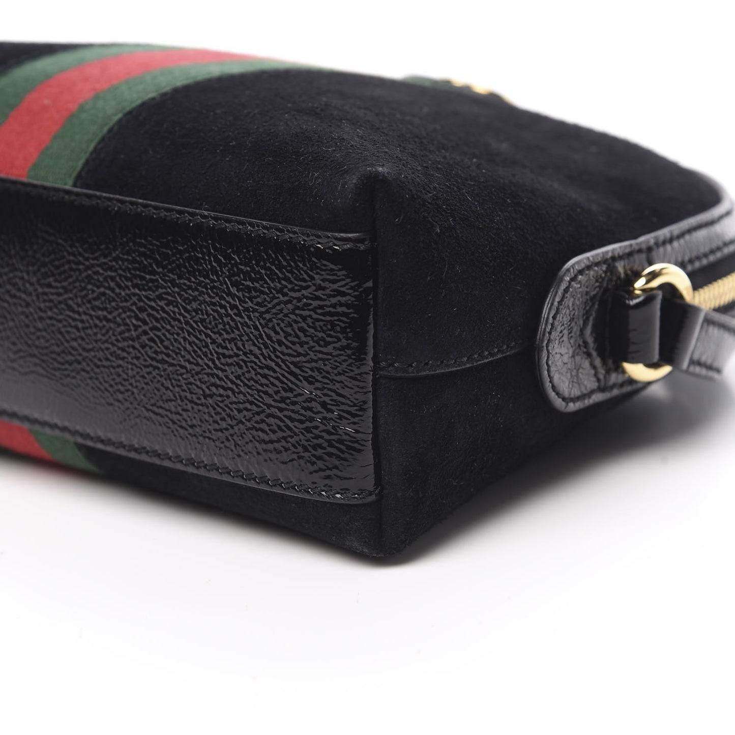 Suede Patent Web GG Small Ophidia Dome Shoulder Bag Black