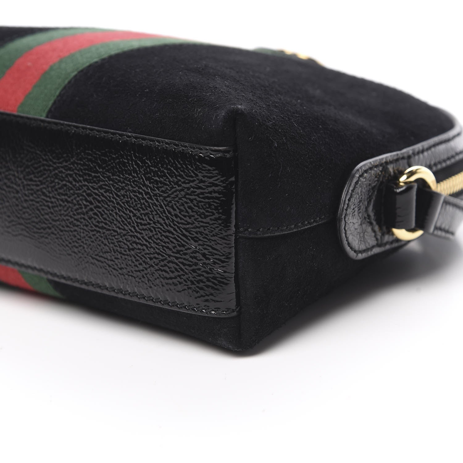 Gucci Suede Patent Web GG Small Ophidia Dome Shoulder Bag Black 9 of 10
