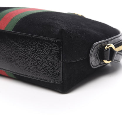 Gucci Suede Patent Web GG Small Ophidia Dome Shoulder Bag Black 9 of 10