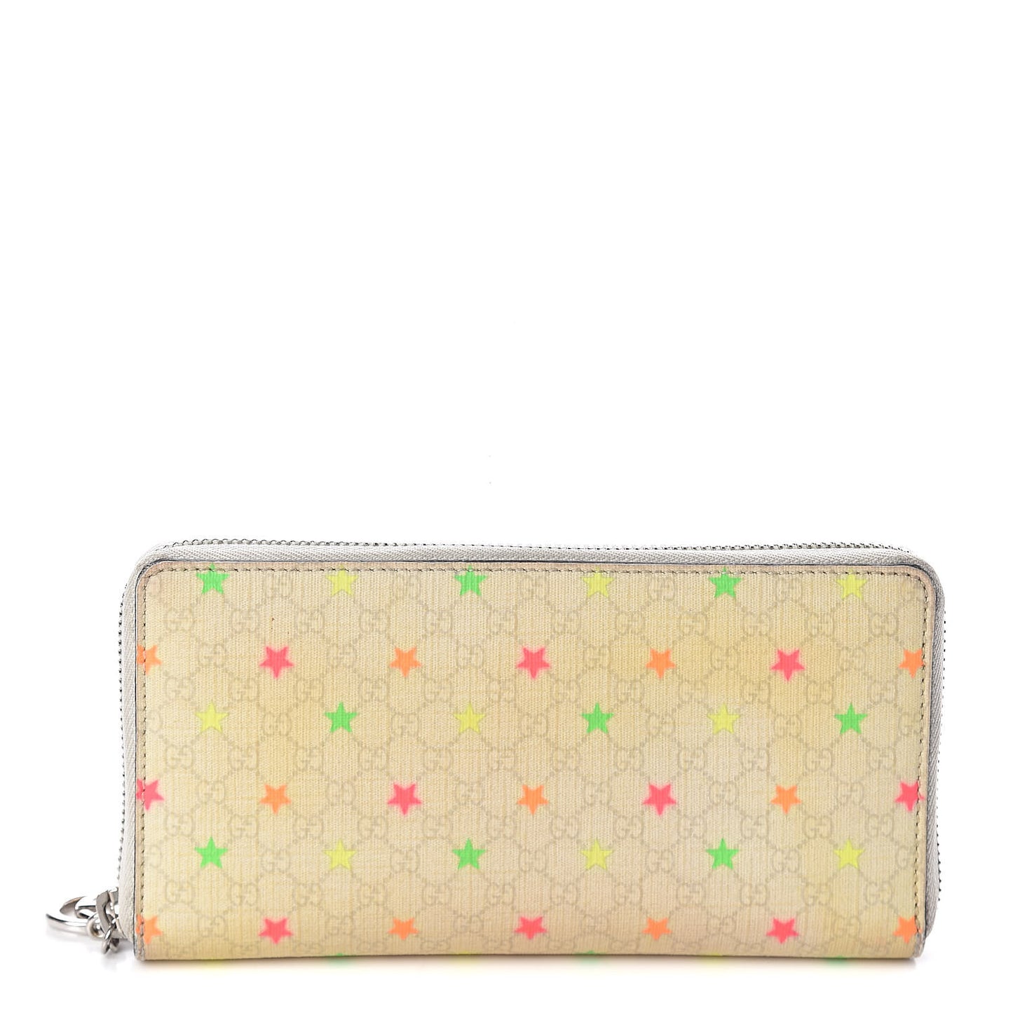 Micro GG Supreme Stars GG Pierce Zip Around Wallet White