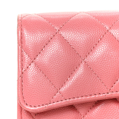 Chanel Caviar Quilted Large Gusset Flap Wallet Pink 9 of 10