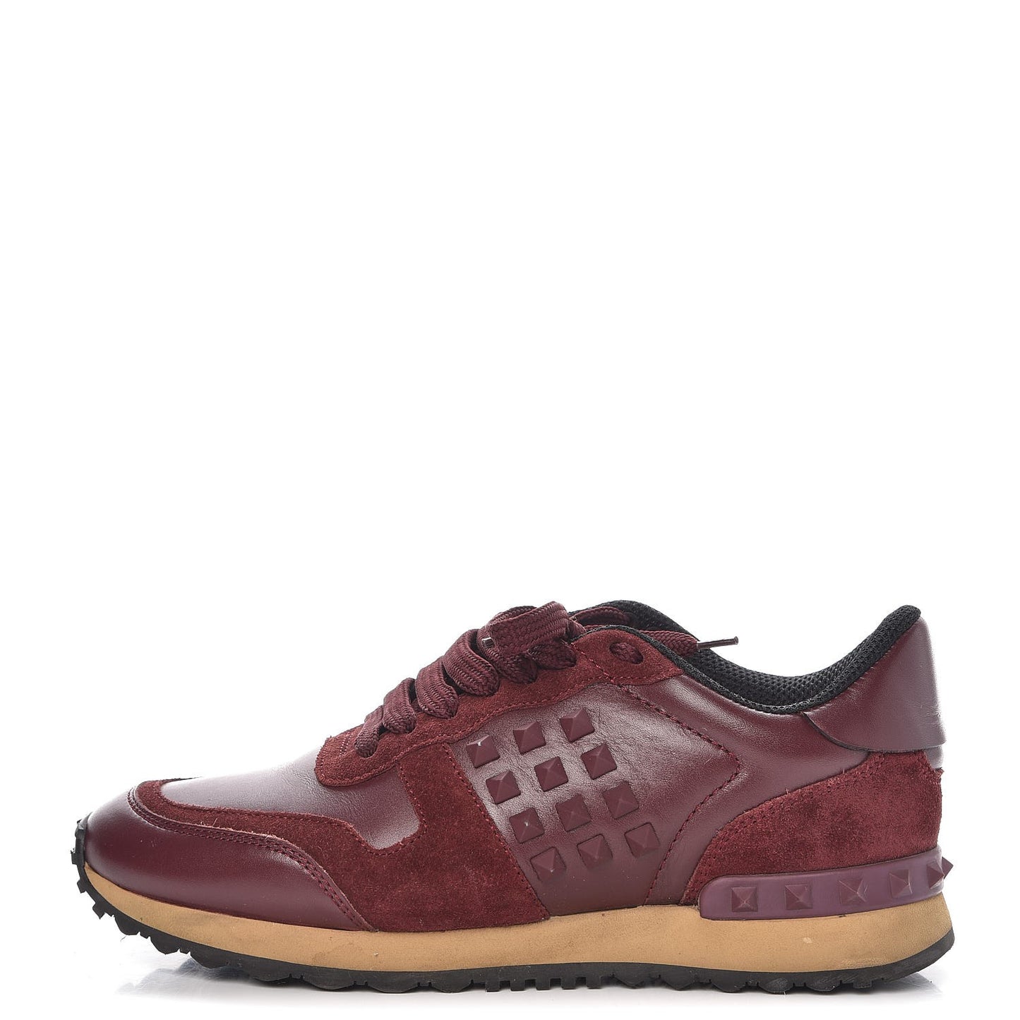 Calfskin Suede Rockstud Sneakers 36.5 Rubin