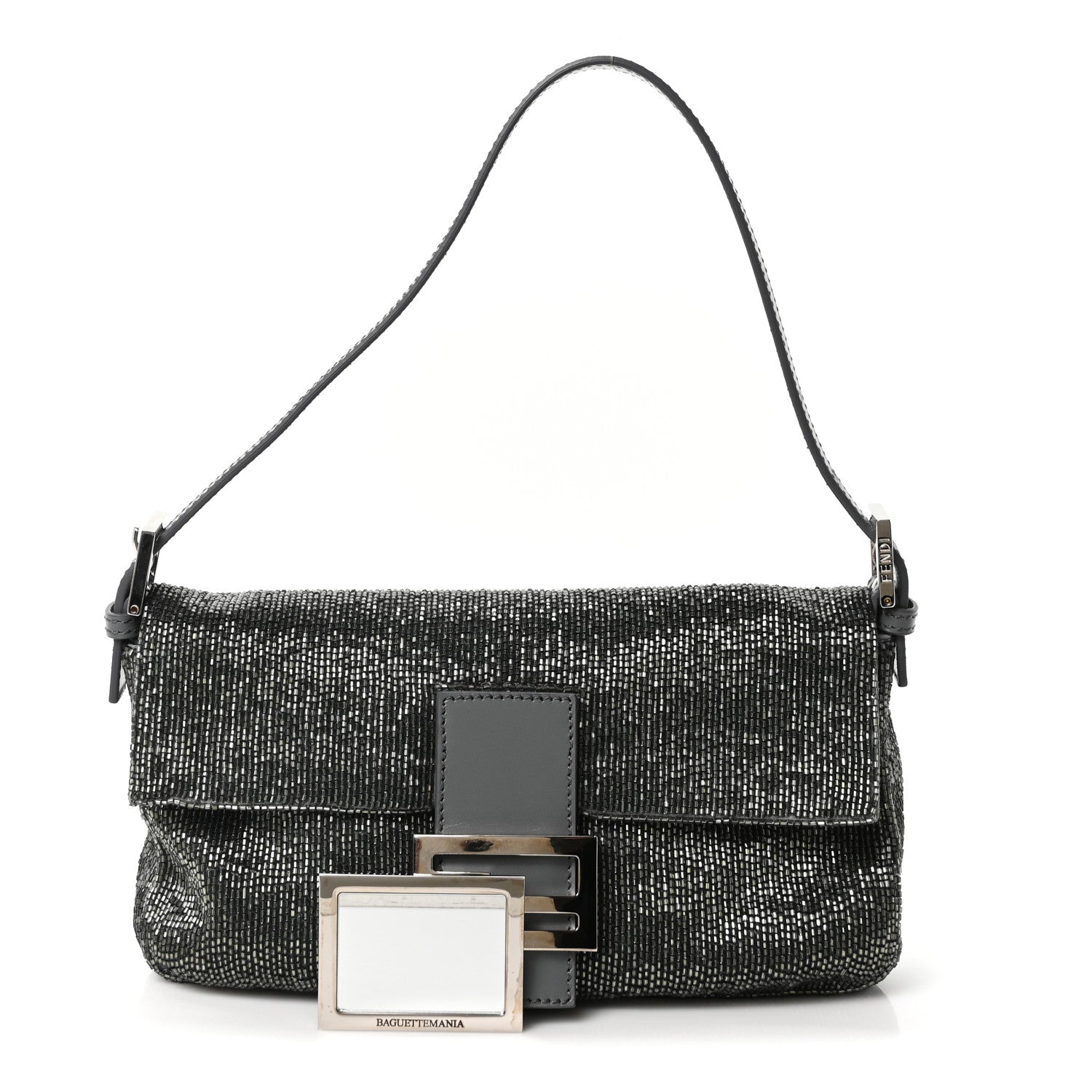 Fendi Sequin Beaded Baguette Grey 3 of 10