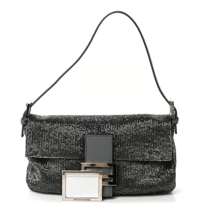 Fendi Sequin Beaded Baguette Grey 3 of 10