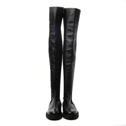 Fendi Nappa Stretch Fabric Logo Rockoko Thigh High Boots 36.5 Black White 2 of 7
