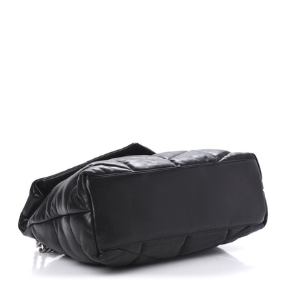 Saint Laurent Lambskin Quilted Medium Loulou Puffer Monogram Chain Satchel Black 4 of 9