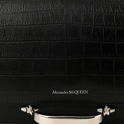 Alexander McQueen Calfskin Crocodile Embossed The Story Shoulder Bag Black 7 of 9