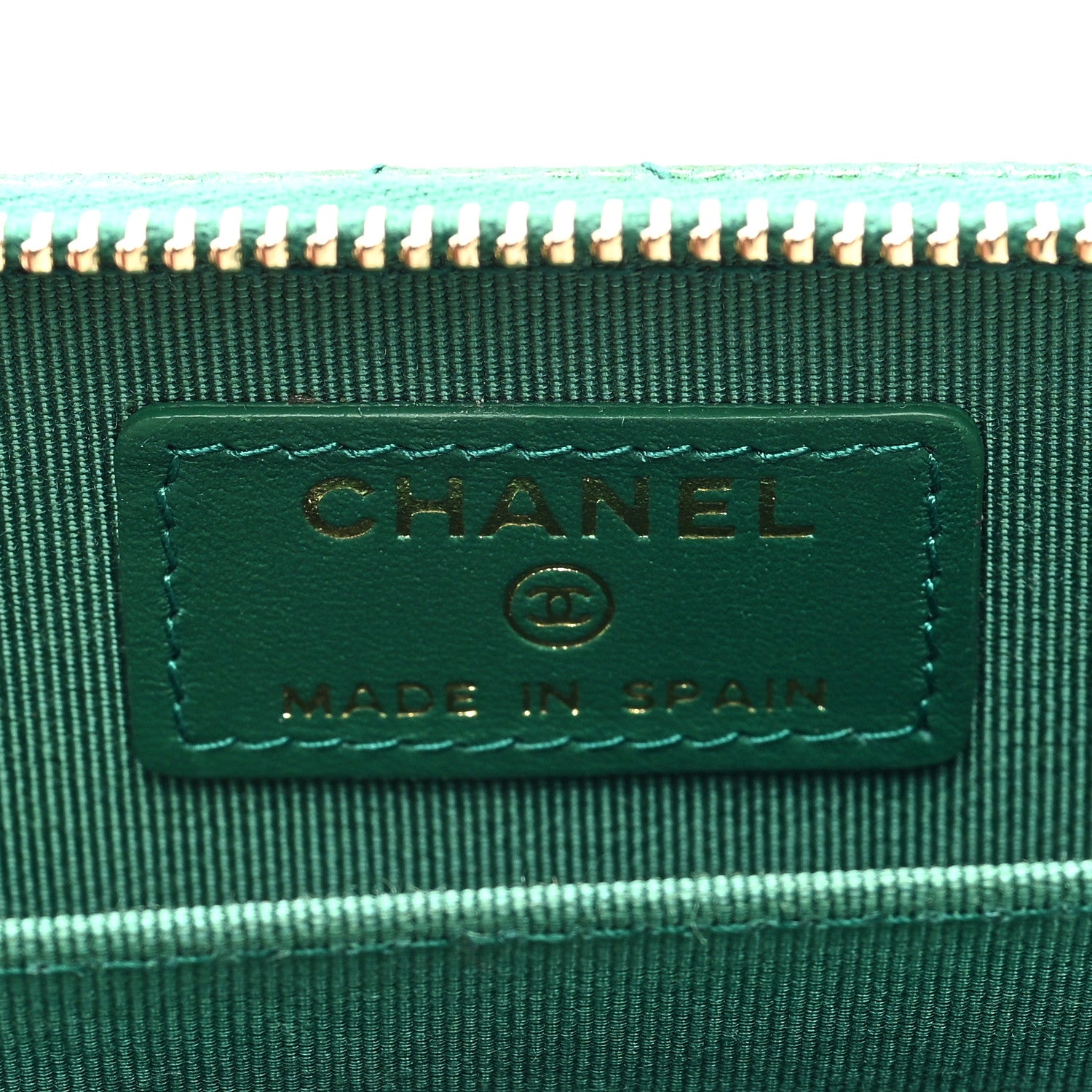 Chanel Metallic Caviar Quilted Zip Coin Purse Green 6 of 7