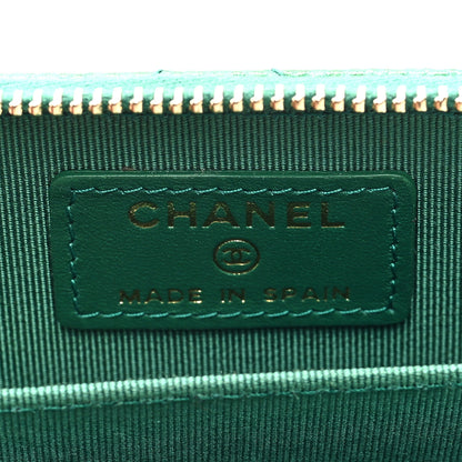 Chanel Metallic Caviar Quilted Zip Coin Purse Green 6 of 7