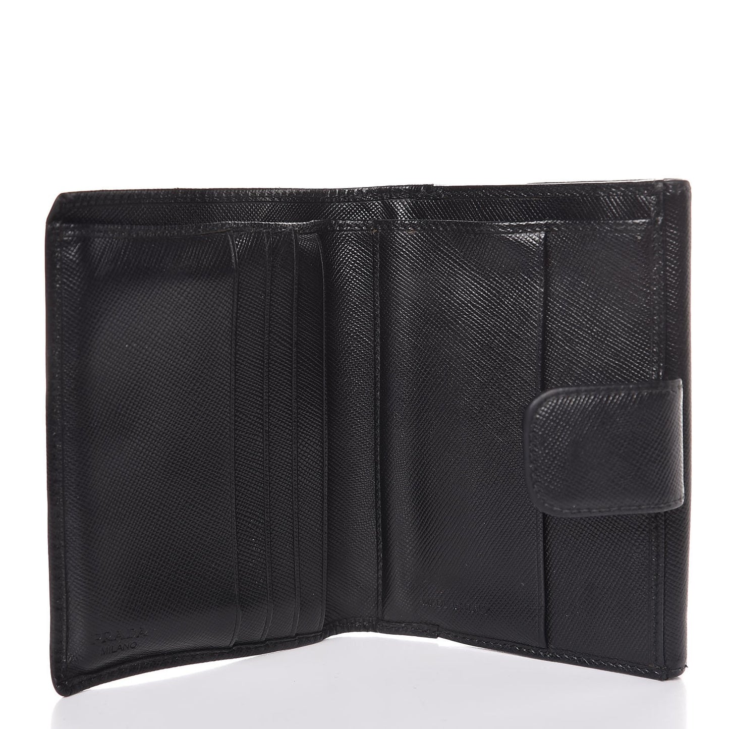Saffiano Flap Compact Wallet Nero Black