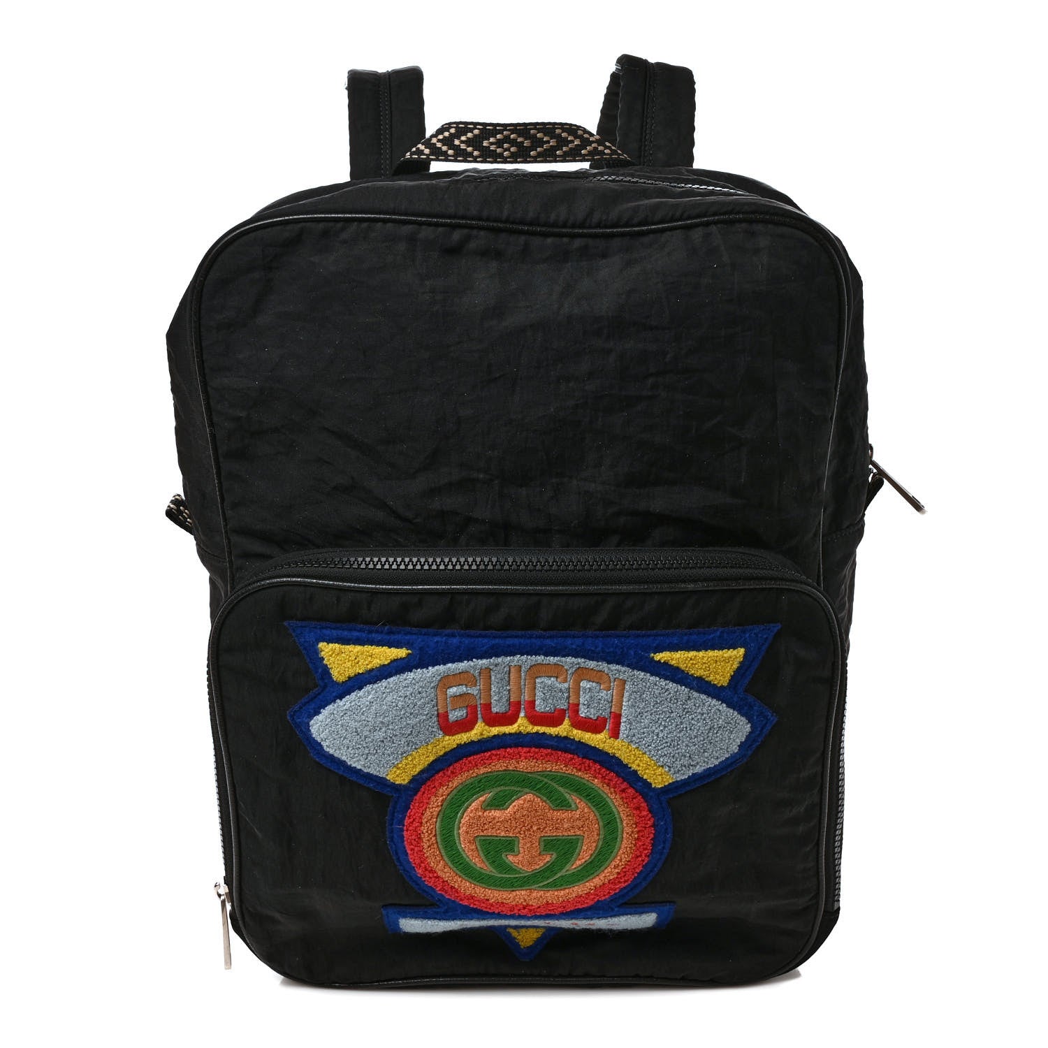 Gucci Nylon Twill 80s Logo Patch Backpack Black 1 of 11