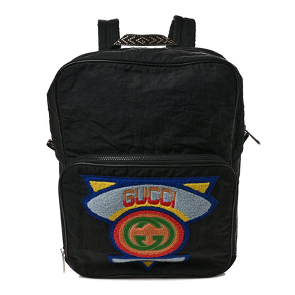 Gucci Nylon Twill 80s Logo Patch Backpack Black 1 of 11