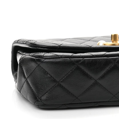 Chanel Glazed Calfskin Quilted Pearl Side Flap Black 9 of 11