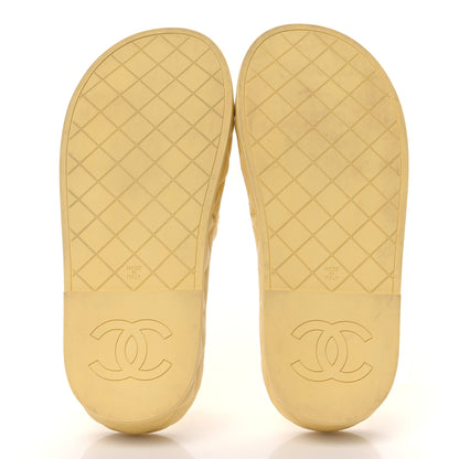 Chanel Lambskin Quilted CC Mules Sandals 38 Yellow 5 of 8