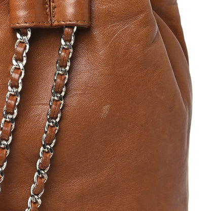 Chanel Lambskin CC Stitched Drawstring Bucket Backpack Tan 14 of 16