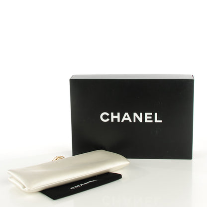 Chanel Satin Crystal Camellia Evening Clutch White 4 of 7