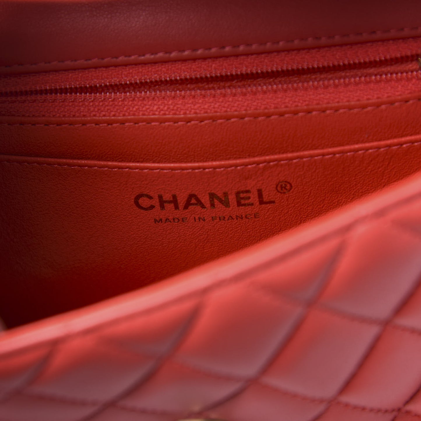 Lambskin Quilted Mini Rectangular Flap Red