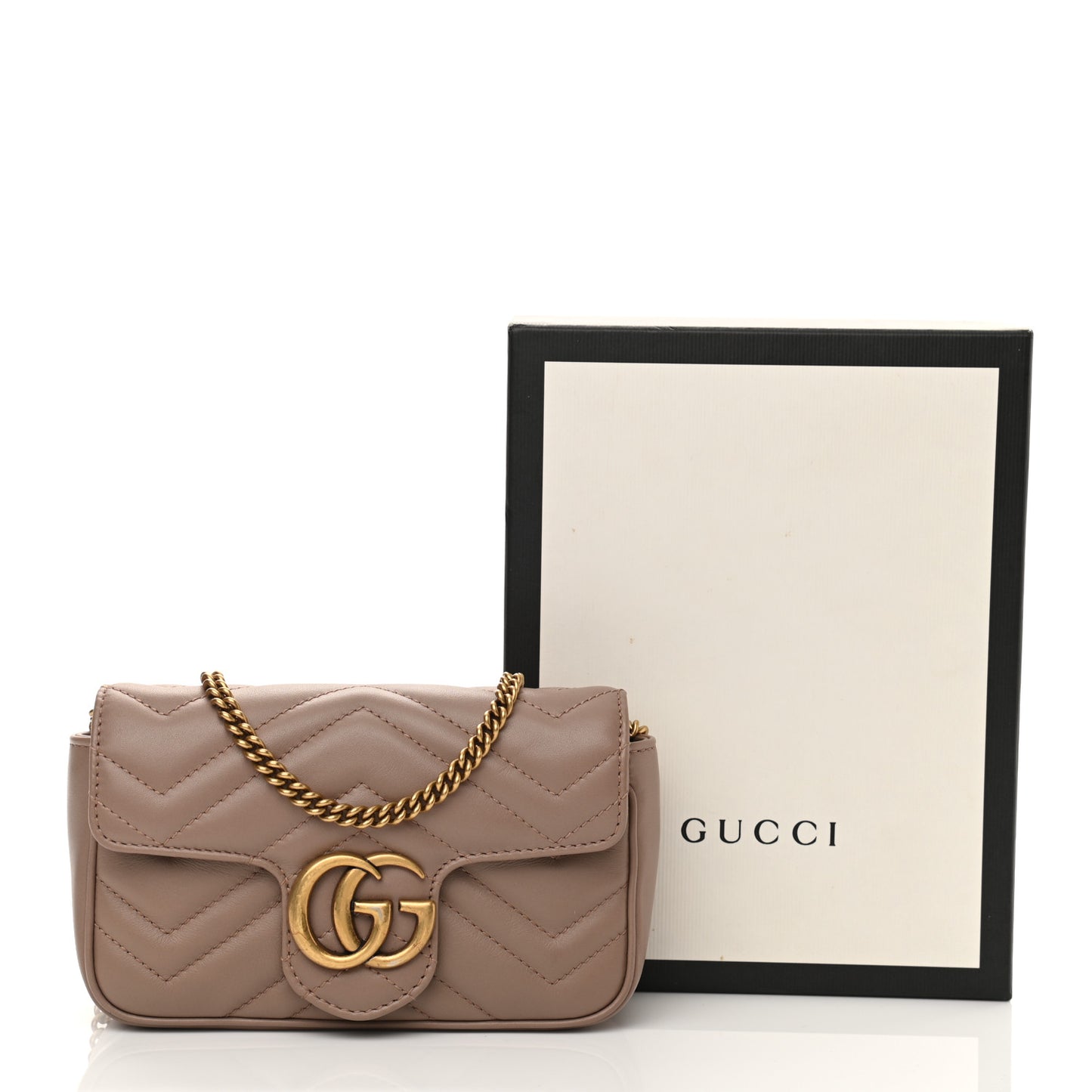 Calfskin Matelasse Super Mini GG Marmont Shoulder Bag Porcelain Rose