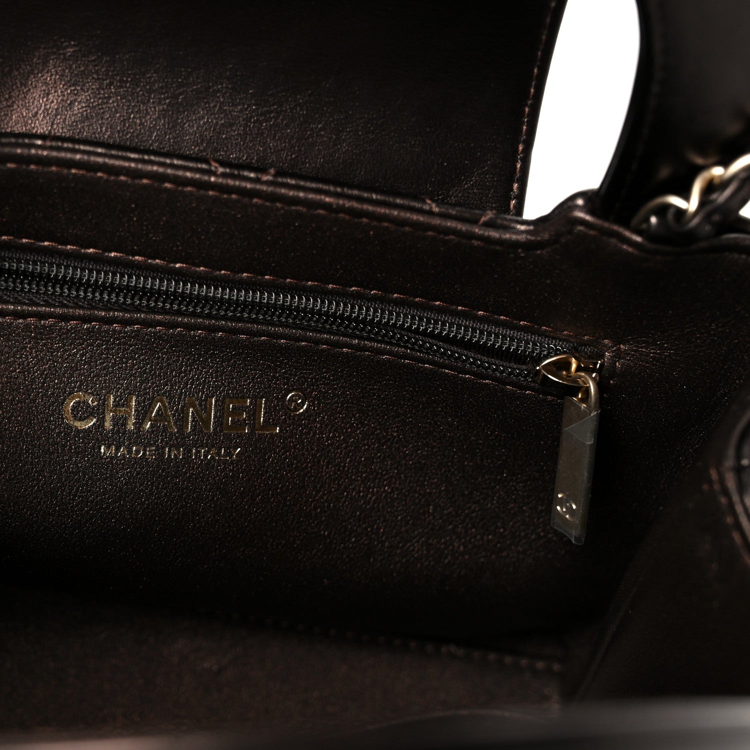 Chanel Metallic Aged Calfskin Quilted Nano Kelly Shopper Light Brown 6 of 11
