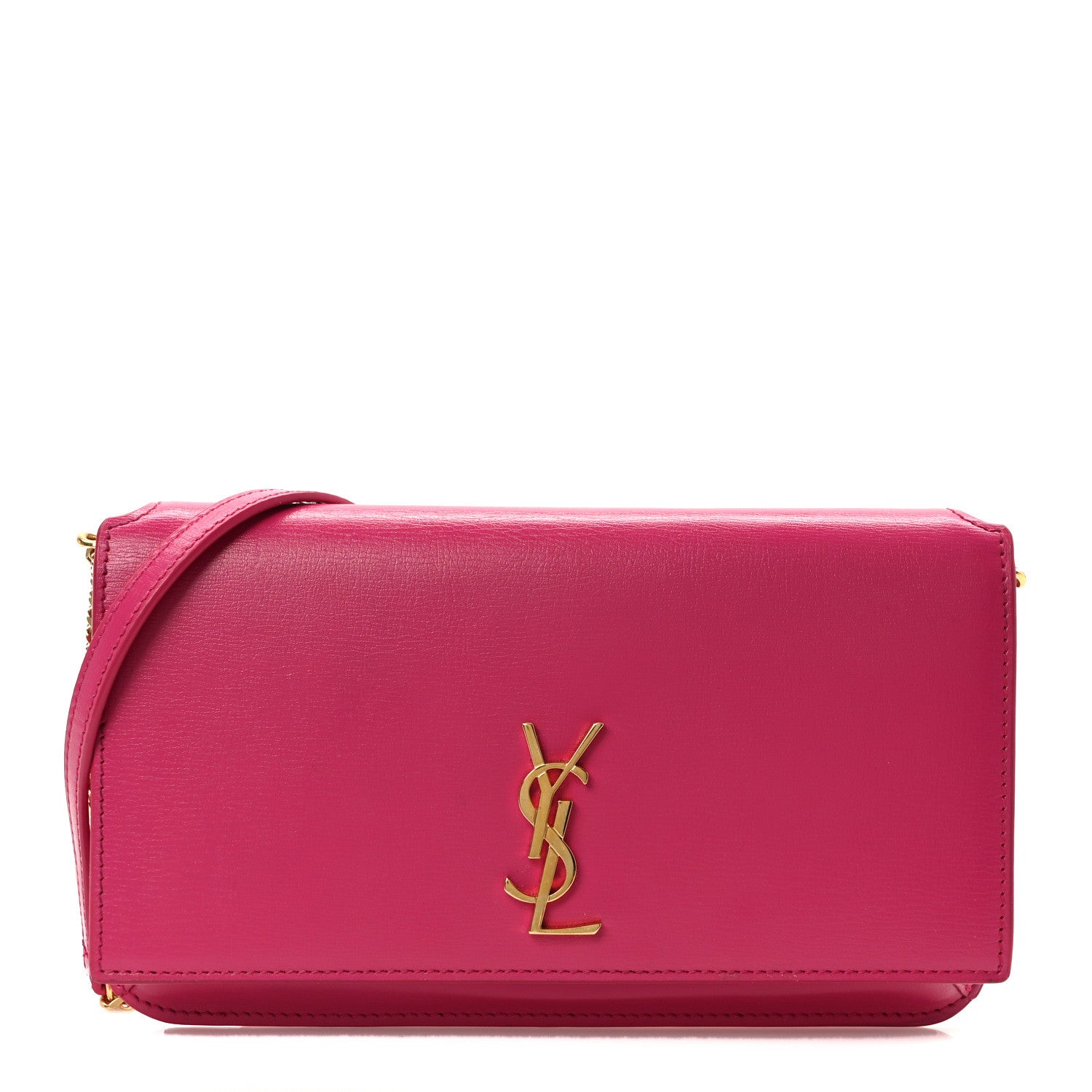 Saint Laurent Smooth Calfskin Monogram Phone Holder Crossbody Fuchsia Couture 1 of 9