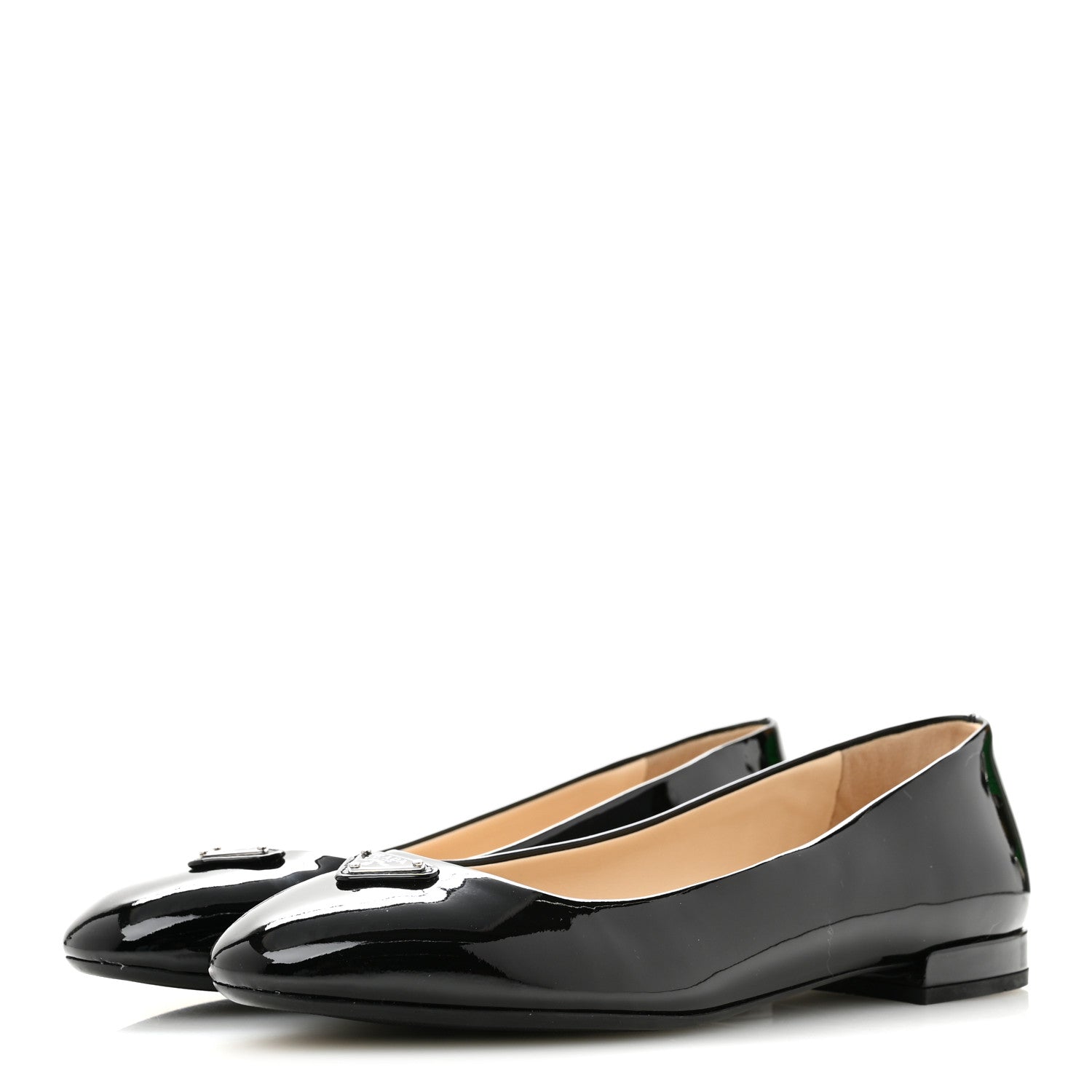 Prada Patent Triangle Ballerina Flats 37 Black 4 of 10