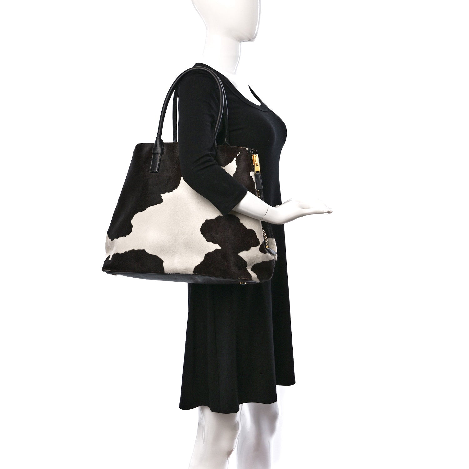 Tom Ford Calf Hair Medium Jennifer Trapeze Tote Brown White 2 of 17