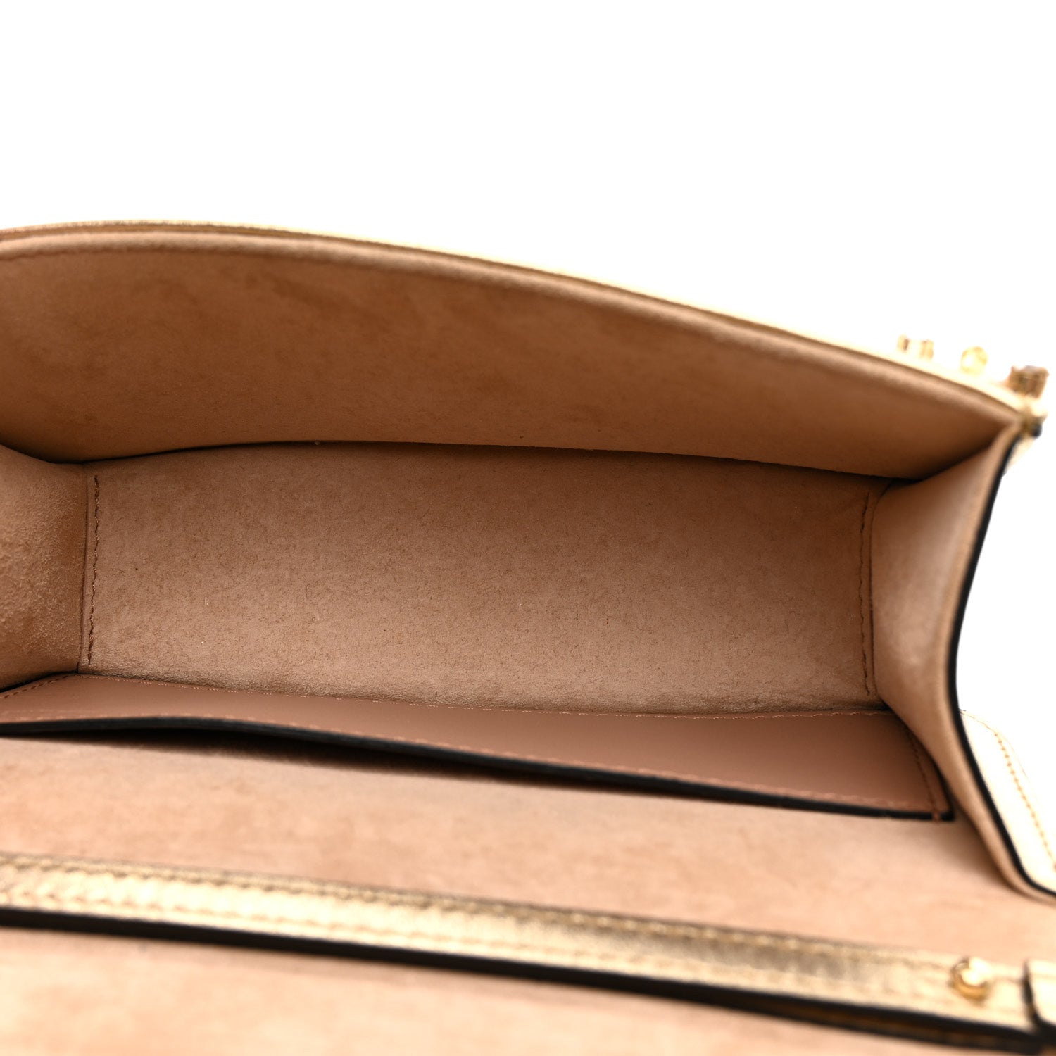 Valentino Garavani Laminated Calfskin Crystal Vlogo Small Loco Shoulder Bag Gold 5 of 13