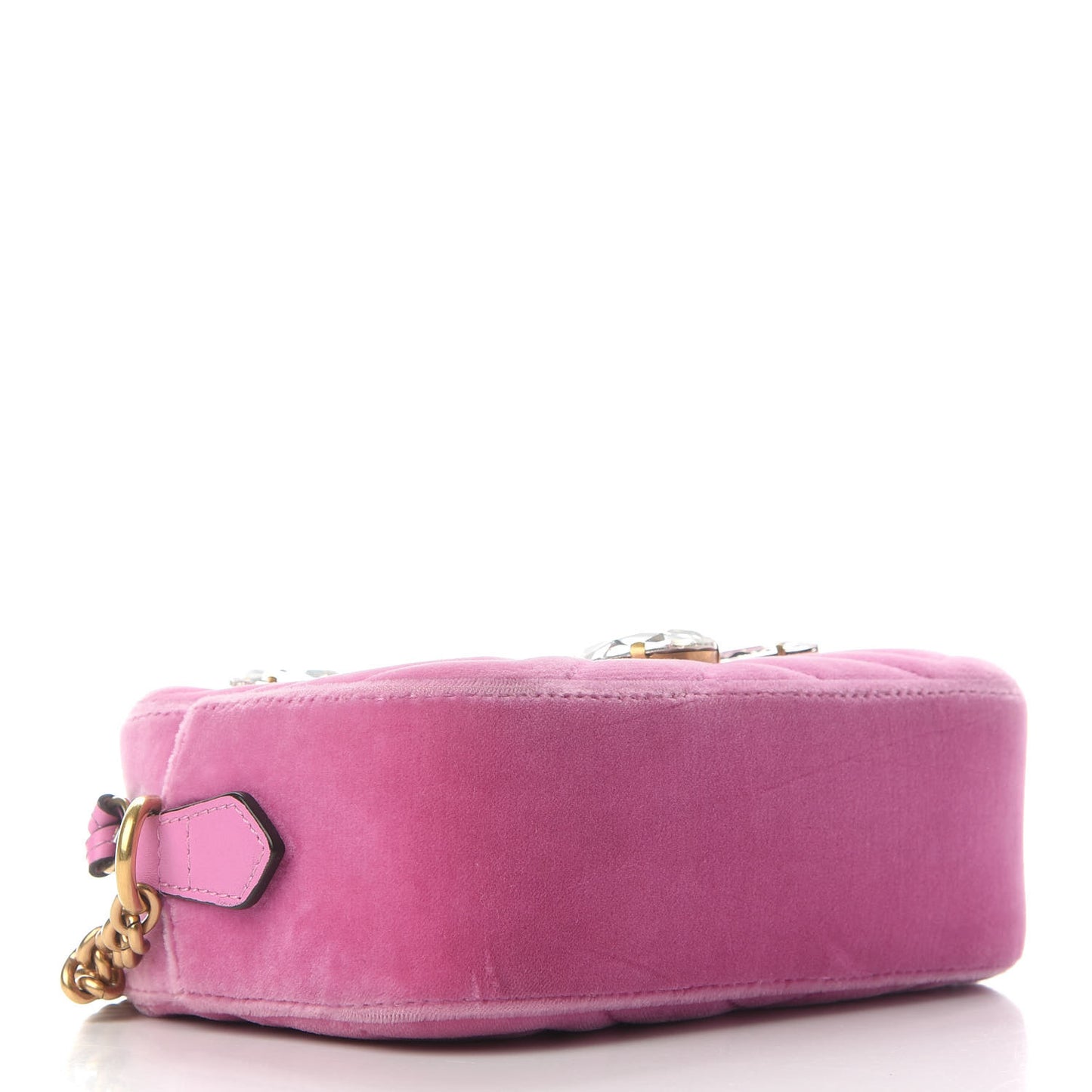 Velvet Matelasse Marquise Crystals Mini GG Marmont Chain Shoulder Bag Malva