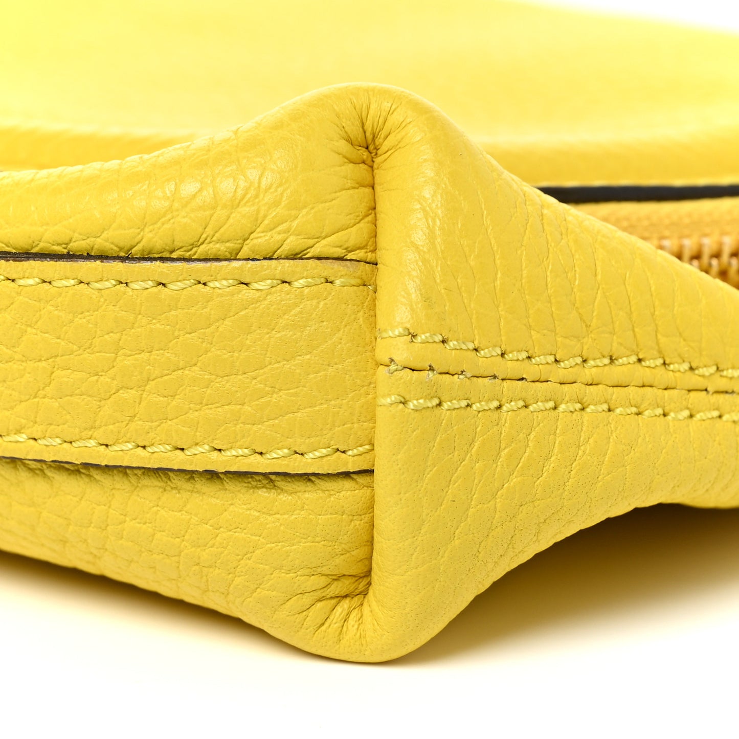 Grainy Calfskin Padlock Skull Clutch Yellow