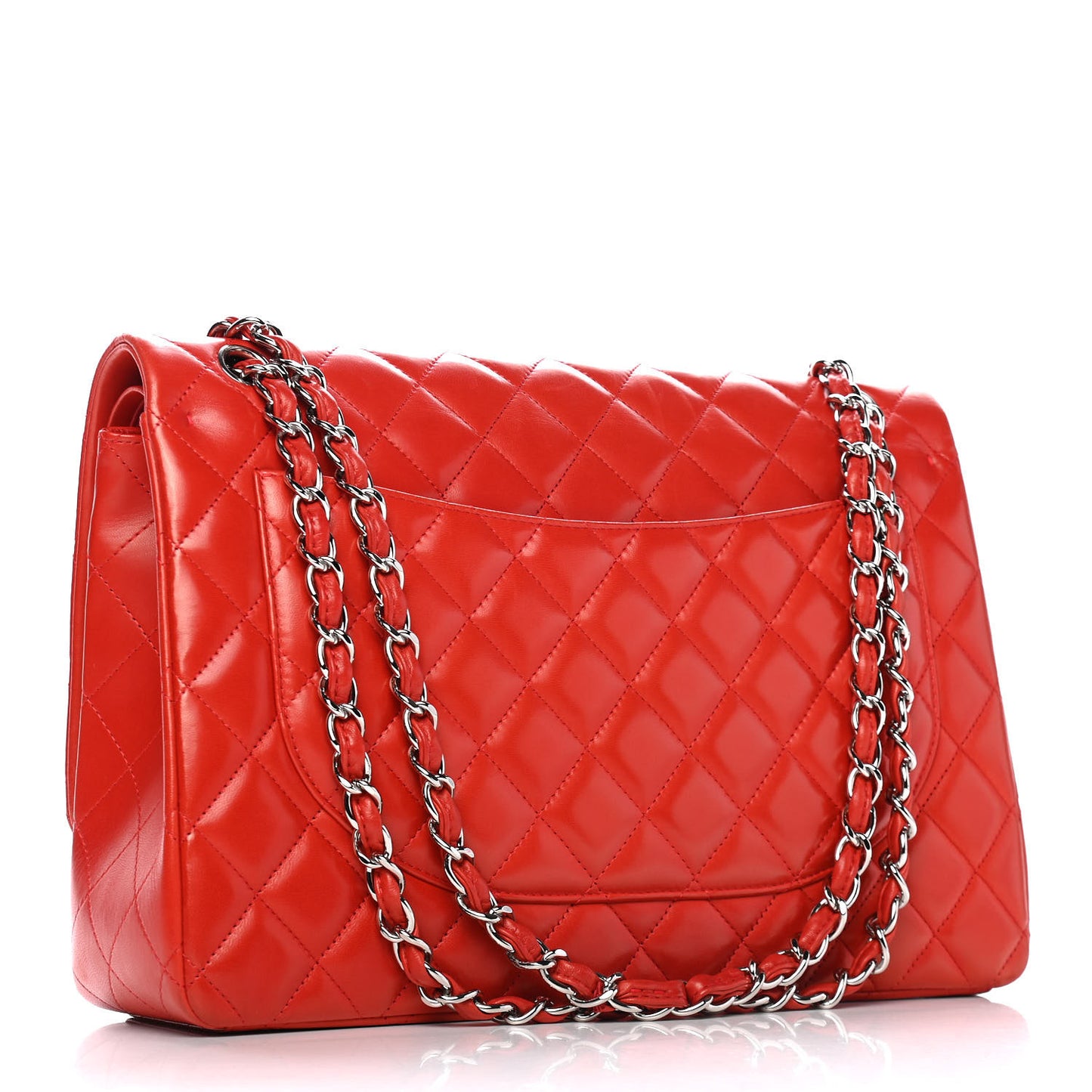Lambskin Quilted Maxi Double Flap Red