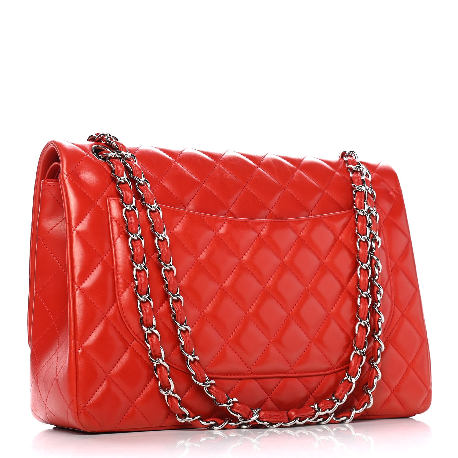 Chanel Lambskin Quilted Maxi Double Flap Red 3 of 9