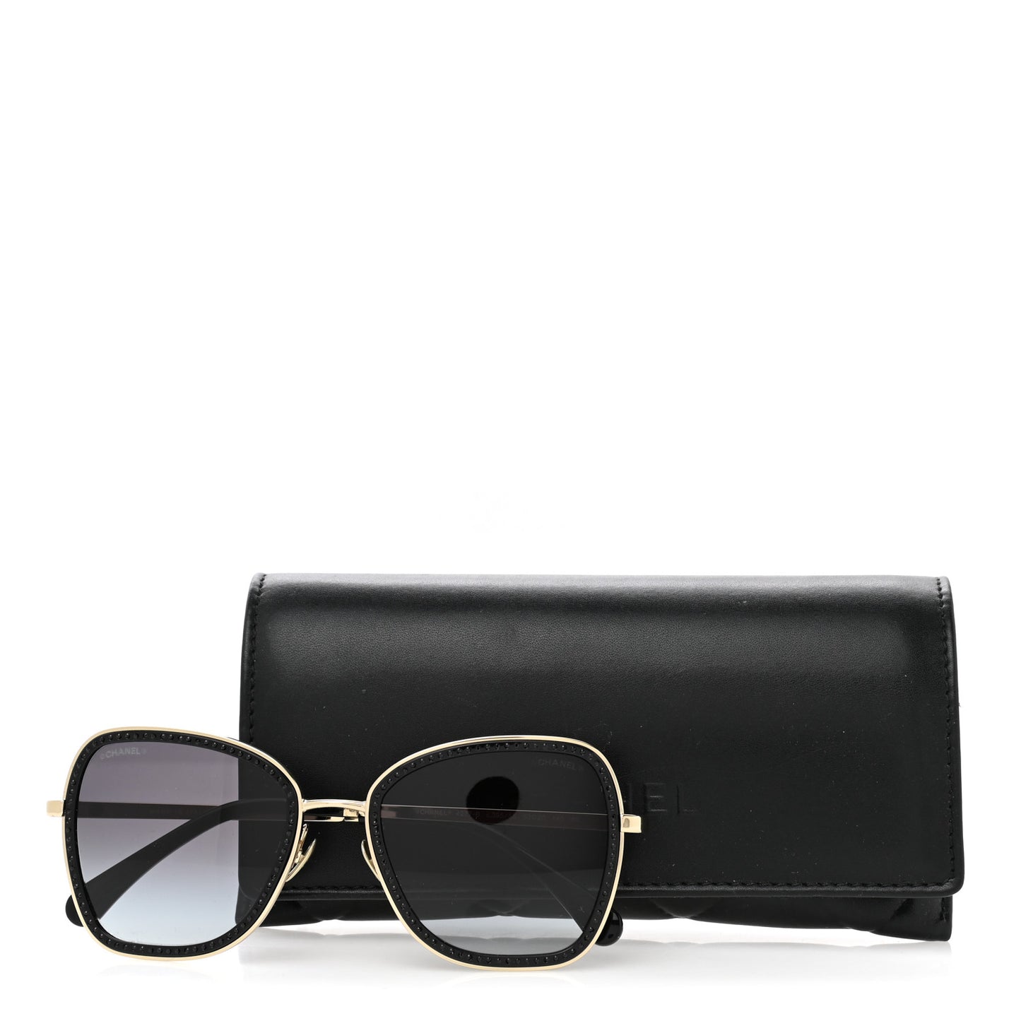 Square Frame Sequin Sunglasses 4277-B Gold Black