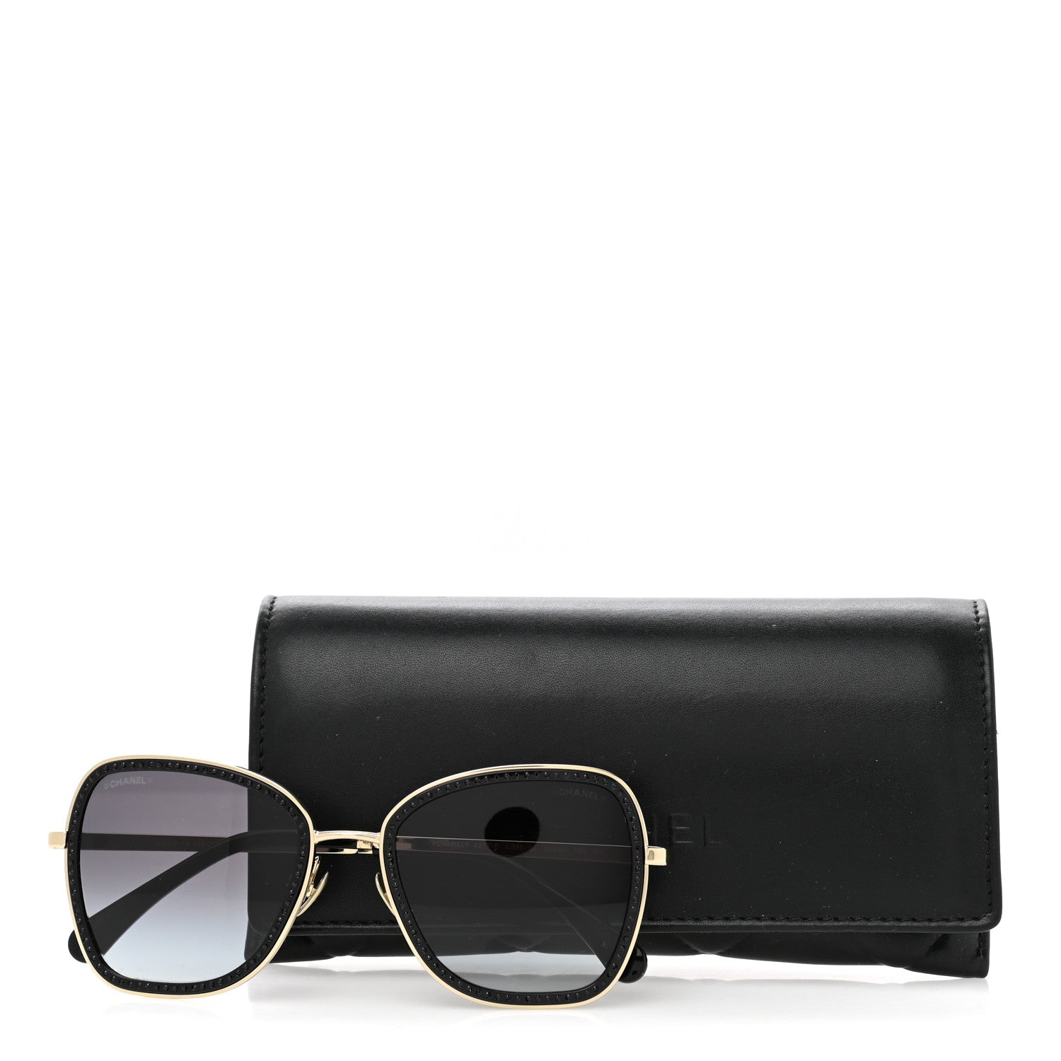 Chanel Square Frame Sequin Sunglasses 4277-B Gold Black 8 of 8